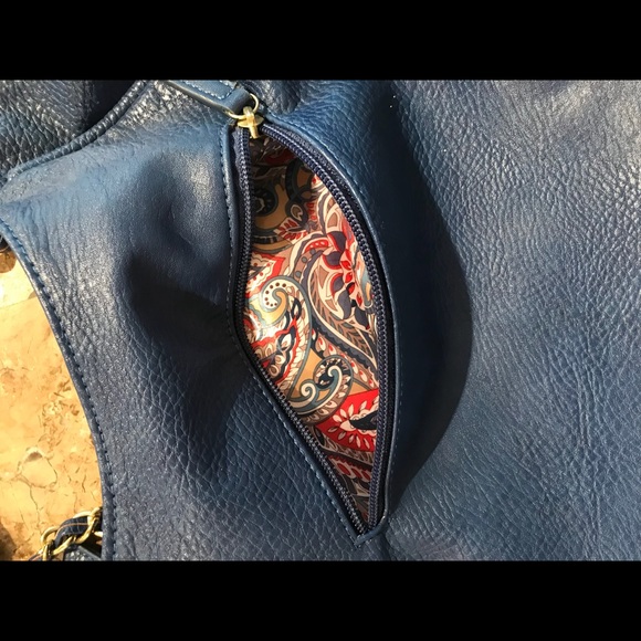 Colorful cobalt blue vegan leather bag - Picture 4 of 7